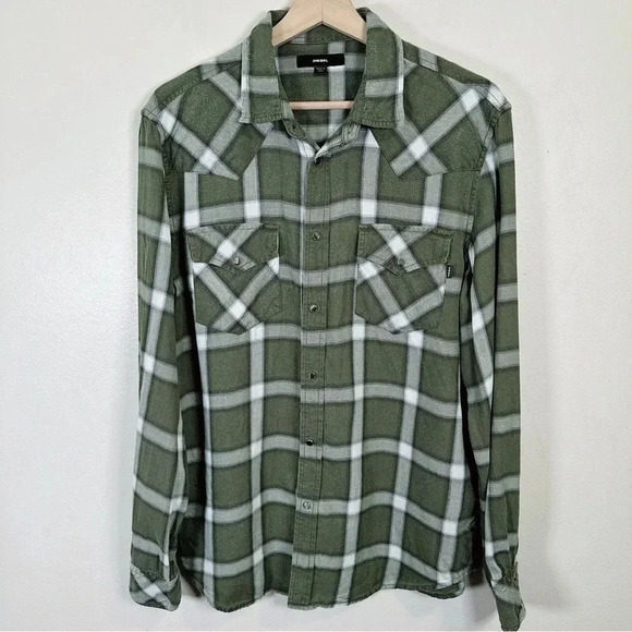Diesel Checked Green Snap Button Shirt - Picture 2 of 16